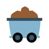 Cart filled with brown soil in a mining operation setting viewing from a simple perspective vector