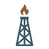 Oil rig with flame symbolizing energy production and industrial activity in modern society vector