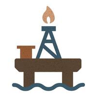 Oil rig construction in a marine environment during daylight hours vector