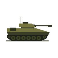 Military tank shown in profile view on a flat surface with a simple design and color scheme vector