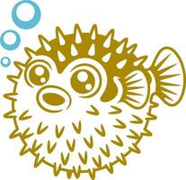 A puffer fish with bubbles on a white background vector
