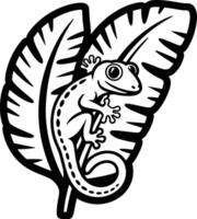 Gecko on a Banana Leaf vector