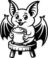 Bat Holding a Pumpkin Spice Latte vector