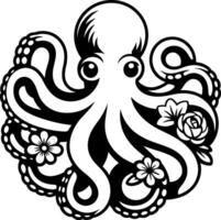 Octopus with Flowers vector