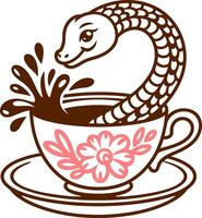 A serpent in a cup of tea vector