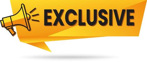 Exclusive Yellow Ribbon Megaphone Tag for VIP Promotions and Ads, Limited Access Label vector