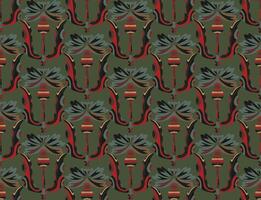 a pattern with red, green and black designs vector