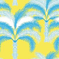 a pattern with palm trees on a yellow background vector