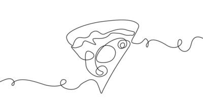 Illustration pizza slice icon cheese food hand drawn background sketch. Continuous line pizza set isolated pizzeria outline symbol doodle italy menu eat piece art design logo italian white flat vector
