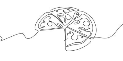 italian Illustration pizza slice icon cheese food hand drawn background sketch. Continuous line pizza set isolated pizzeria outline symbol doodle italy menu eat piece art design logo white vector