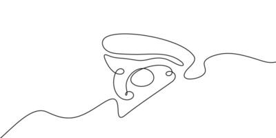 Continuous line pizza slice icon cheese food hand drawn background sketch. Illustration pizza set isolated pizzeria outline symbol doodle italy menu eat piece art design logo italian vector