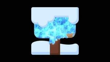 Snow and signboard animation. Simple illustration of snow and signboard. Frozen ice animation. 4K animation. Transparent background with alpha channel video