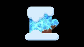 Wood with snow animation. Wood cartoon illustration. Frozen ice animation. 4K animation. Transparent background with alpha channel. video