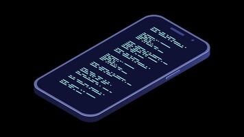 Isometric smartphone animation. Simple flat isometric phone. Smartphone device isometric technology. 4K animated in isometric. video