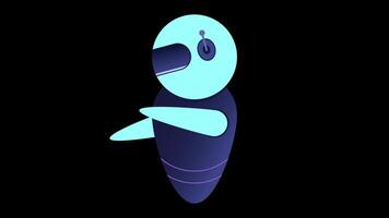 Futuristic robot animation. Flying robot with lens. Robotic innovation technology. 4K animated in isometric style. Transparent background with alpha channel. video
