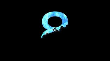 Countdown animation from 9 to 0 with ice cold frosty effect. Winter numbers made of ice. Winter countdown. Transparent background with alpha channel video