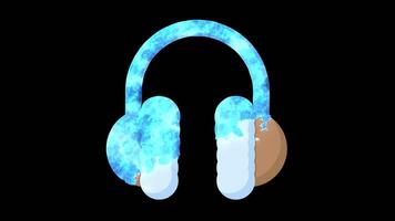 Winter earmuff animation. Warm winter earmuff. Simple illustration of winter earmuff. Frozen ice animation. 4K animation. Transparent background with alpha channel video