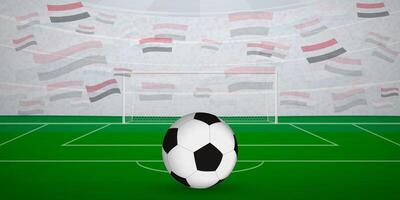 Yemeni Football Arena Full of Fans with National Flags, Sports Event Illustration. vector