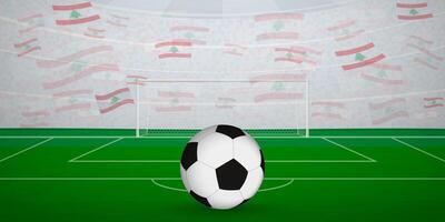 Lebanese Football Arena Full of Fans with National Flags, Sports Event Illustration. vector