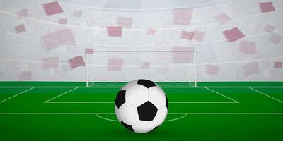 Qatari Football Arena Full of Fans with National Flags, Sports Event Illustration. vector