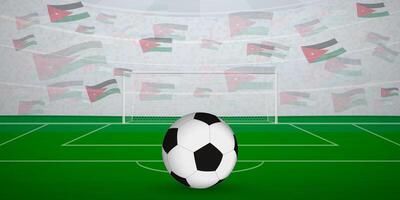 Jordanian Football Arena Full of Fans with National Flags, Sports Event Illustration. vector