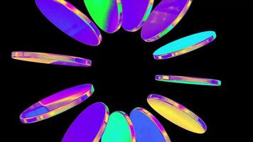 futurista fiação gradiente discos. desatado 3d animação video