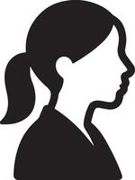 Serene Silhouette of a Young Woman with Ponytail, Profile View, Elegant Minimalist Design, Peaceful Mood vector