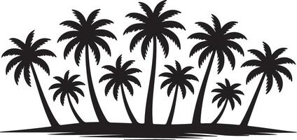 Serene Silhouette of Palm Trees on a Tropical Island at Sunset, Evoking a Peaceful Vacation Mood vector