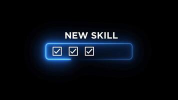 Learning New Skill Progress Concept with tick mark animation isolated on black background video