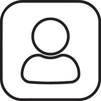 Simple Black Outline Profile Icon in Square Frame Minimalist User Avatar Design for Websites and Apps vector