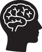 Serene Silhouette of a Human Head Showcasing the Intricate Design of the Brain in a Minimalist Style vector