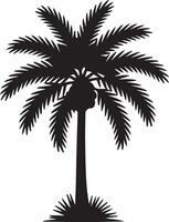 Serene Black Silhouette of a Palm Tree Standing Tall Against a White Background, Evoking Tropical Paradise and Tranquil Summer Vibes vector