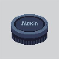 Pixel art illustration Camera Cap. Pixelated Lens Cap. Shutter Camera Lens Cap Icon pixelated for the pixel art game and icon for website and game. old school retro. vector