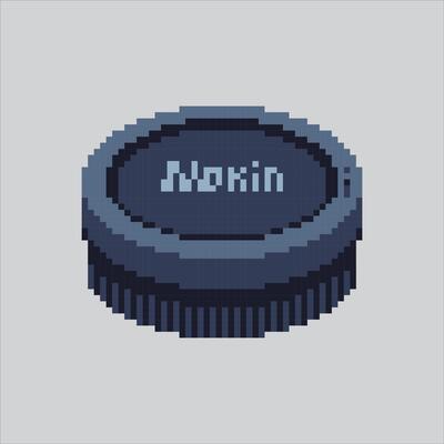 Pixel art illustration Camera Cap. Pixelated Lens Cap. Shutter Camera Lens Cap Icon pixelated for the pixel art game and icon for website and game. old school retro.