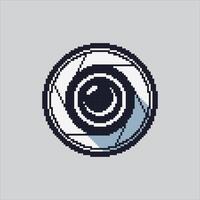 Pixel art Shutter Camera Lens Glass icon Illustration for game design vector