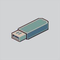 Pixel art illustration Flashdrive usb. Pixelated USB Flashdisk. Usb flashdisk drive Icon pixelated for the pixel art game and icon for website and game. old school retro. vector