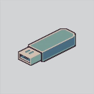 Pixel art illustration Flashdrive usb. Pixelated USB Flashdisk. Usb flashdisk drive Icon pixelated for the pixel art game and icon for website and game. old school retro.