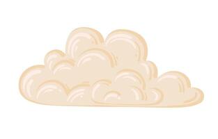 Cute beige cloud in soft fluffy shape. Hand drawn cartoon illustration with simple round design and light atmosphere. Ideal for weather icon, kids book, design and dreamy creative project. vector