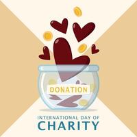 International Day of Charity Poster. Donation in a jar vector