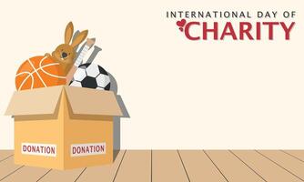 International Day of Charity Template. Donate toys. Copy space area vector