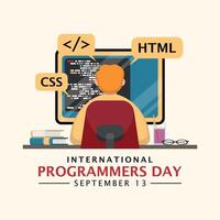 Person coding for International Programmers Day vector