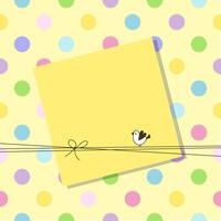 Cute Note Paper with Copy Space, Polka dot background vector