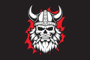 viking skull Black and White vector
