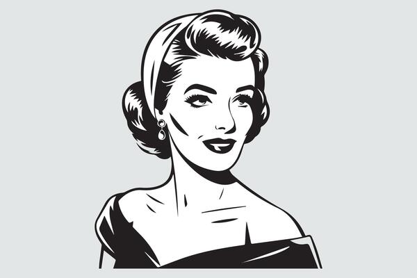 vintage woman Black and White