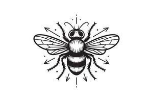 cute bee Black and White vector