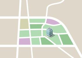 Isometric map with building icon vector