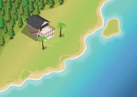 Beach house in a natural landscape vector