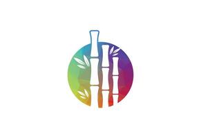 Colour Low Poly with Round Bamboo logo design, design Concept vector