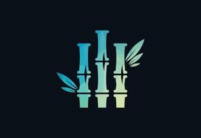 Colour Low Poly with Bamboo logo design, design Concept. vector