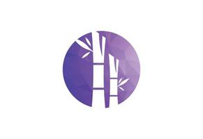 Colour Low Poly with Round Bamboo logo design, design Concept. vector